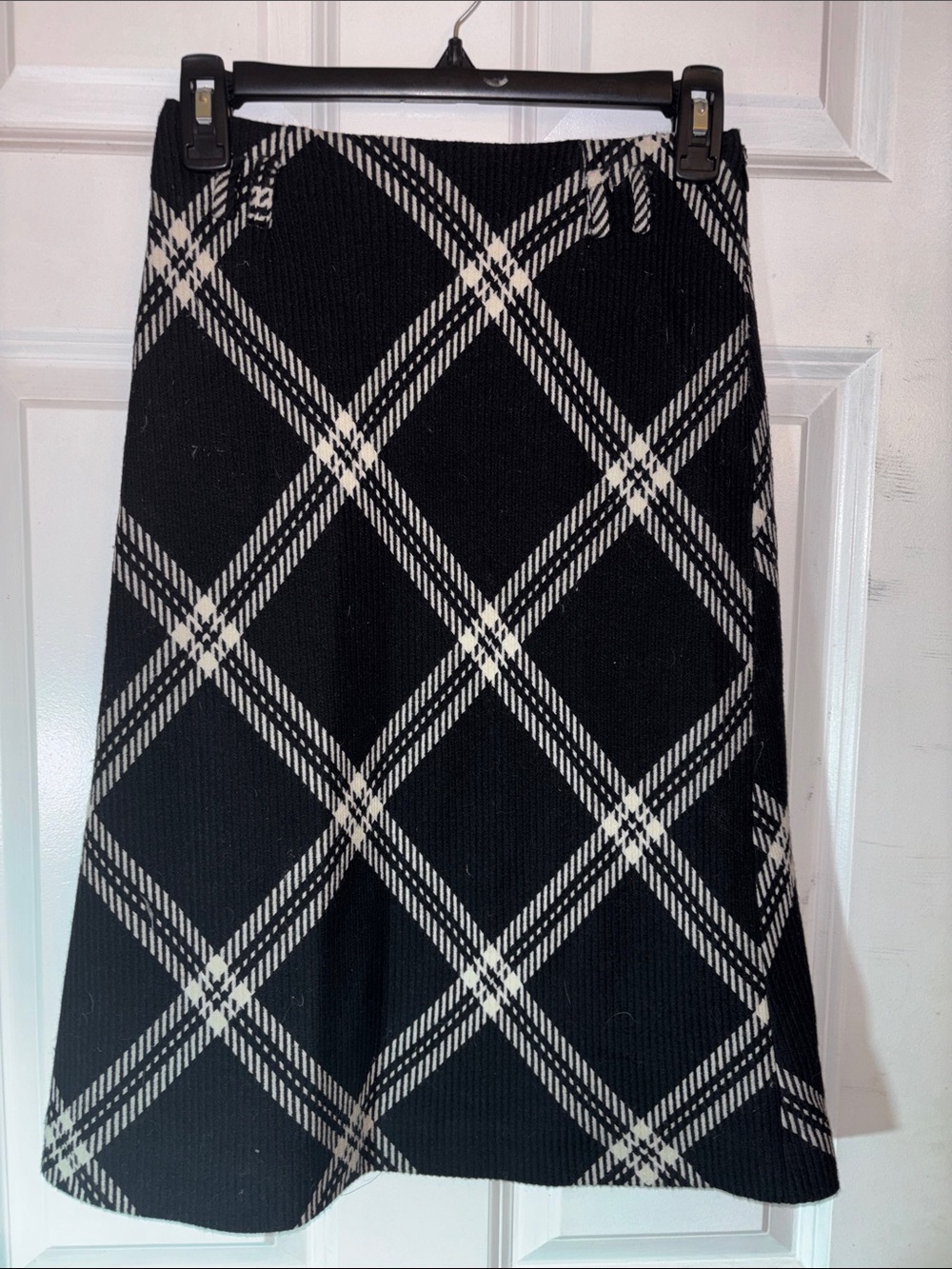 Petite Sophisticate Black and White Plaid A-Line Skirt